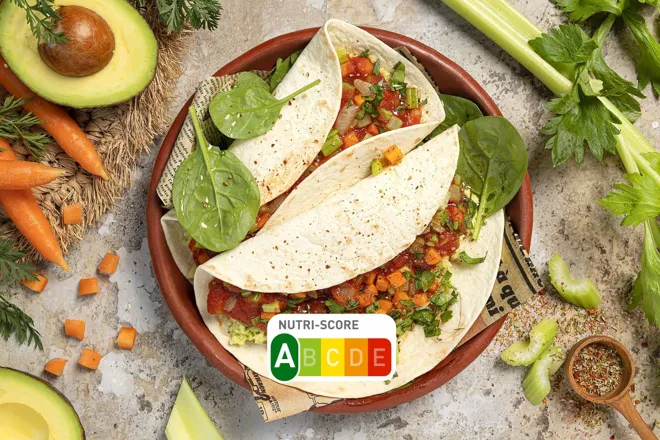 Fajitas à l'avocat, sauce tomate aux épices chimichurri et coriandre