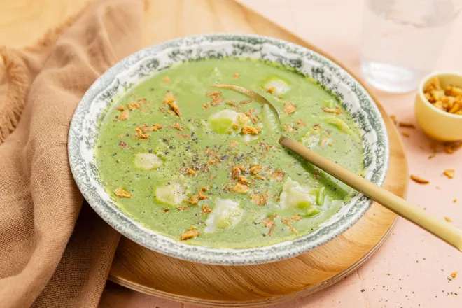 Velouté d'épinards et ravioles du Dauphiné