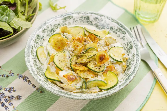 Ravioles à la sauce citronnée et courgette