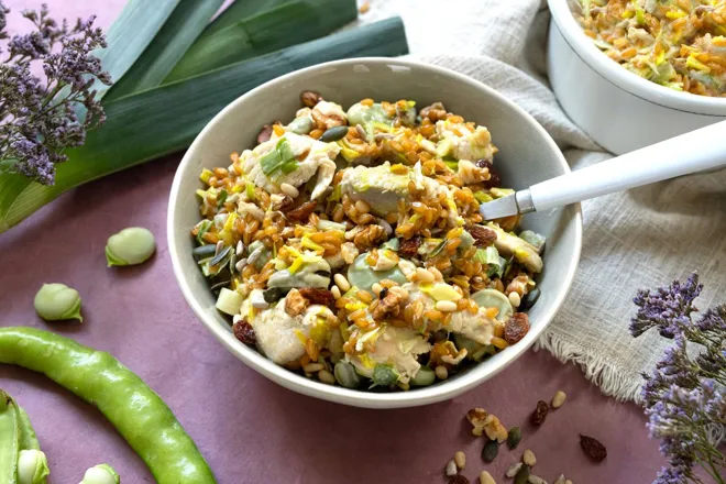 One pot de farro et poulet à la crème