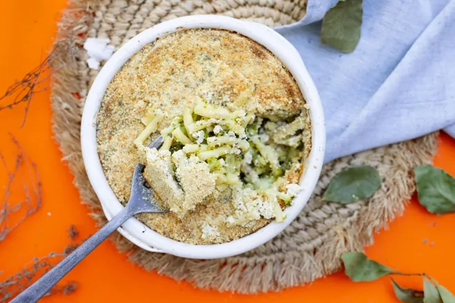 Gratin de pâtes au brocoli et tofu soyeux