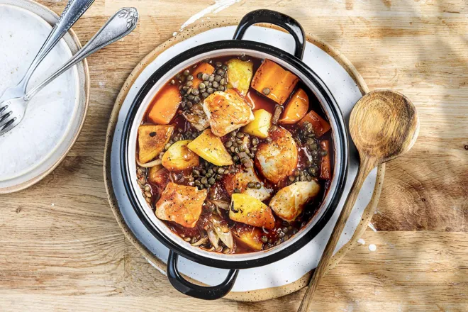 Ragoût de poulet aux lentilles