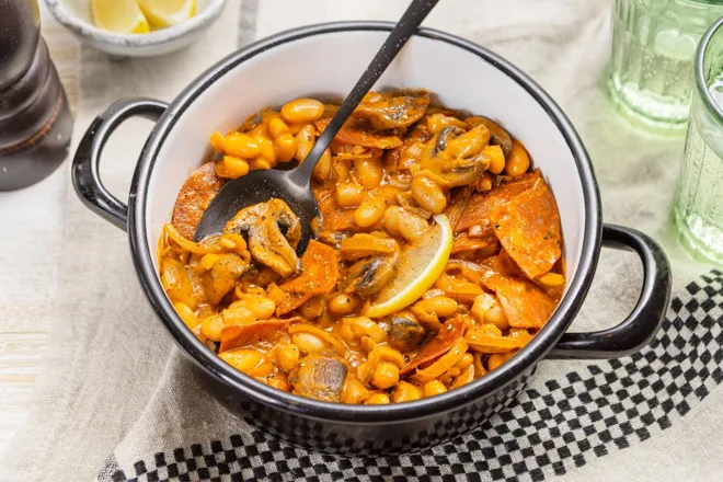 Mijoté de haricots blancs au chorizo et champignons