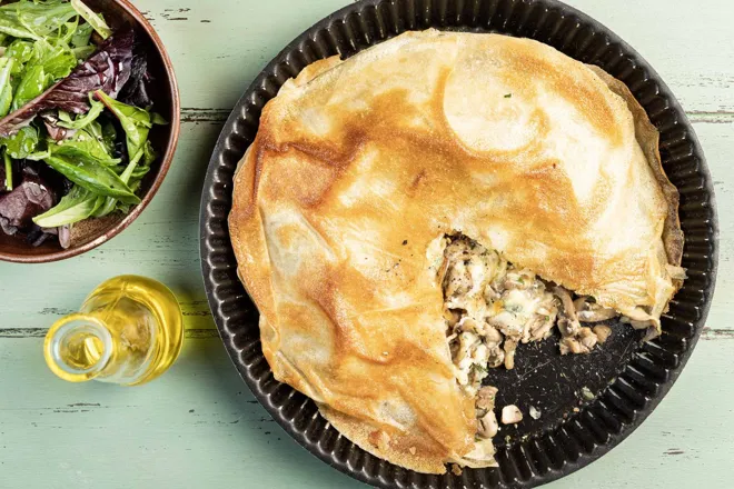 Tourte croustillante de champignons à la féta