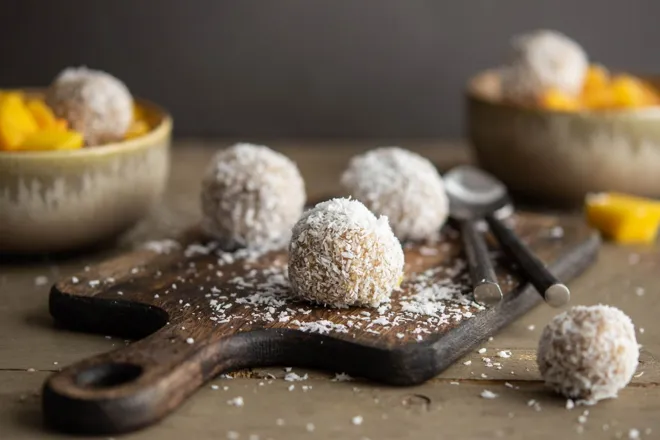 Boules de neige coco et mangue fraîche