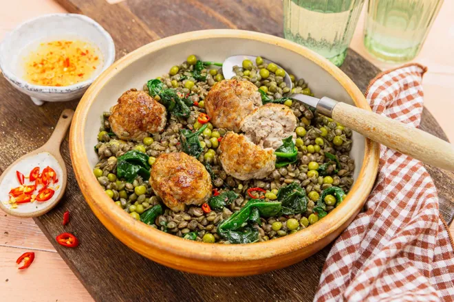 Boulettes de porc au gingembre et condiment pimenté