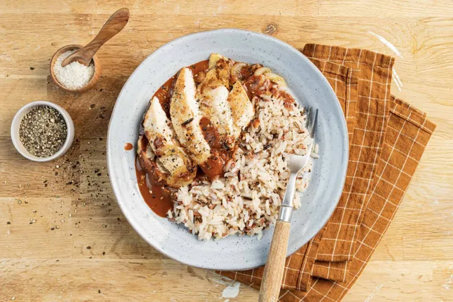 Poulet au chocolat et riz sauvage