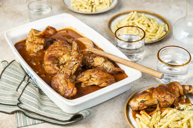 Lapin à la tomate et herbes de Provence