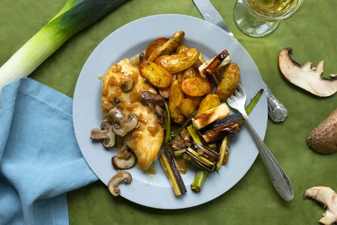 Filets de poulet sauce au vin blanc et Portobello