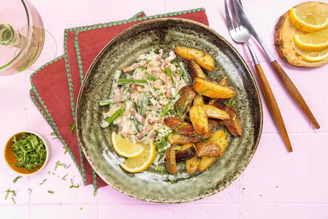 Poêlée de lardons & grenailles à la moutarde