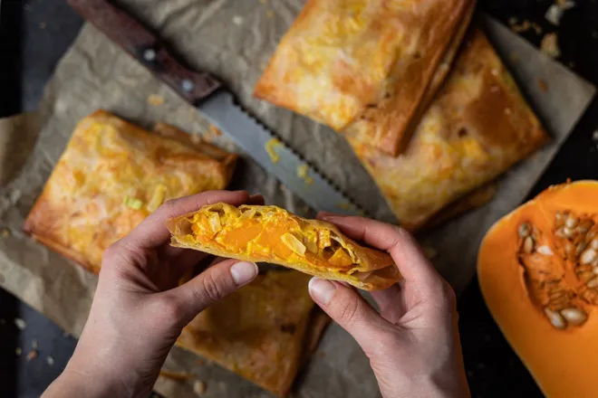 Brick au potimarron, lait de coco et curry