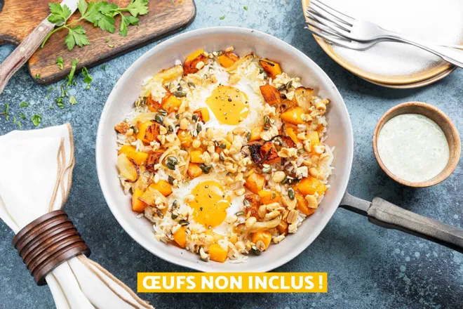 Riz grillé aux épices, butternut et oeuf