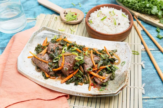 Boeuf sauté au chou kale