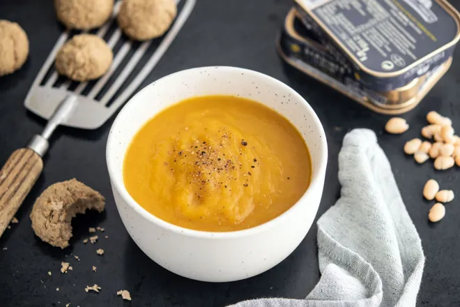 Velouté aux trois légumes et boulettes de sardines