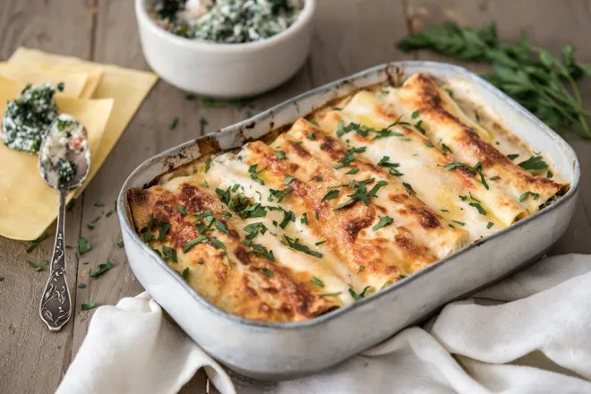 Cannelloni ricotta-chou kale