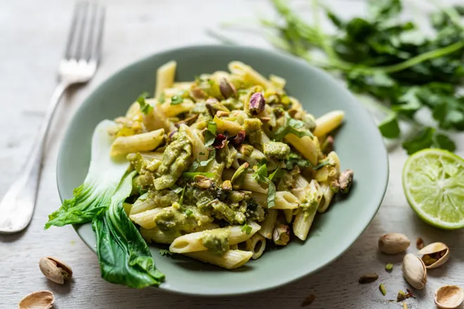 Penne au pesto de pistaches coriandre