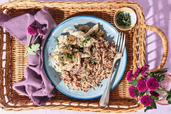 Poulet façon Stroganoff aux champignons et estragon