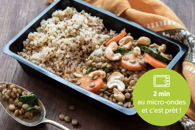 Tikka massala de légumes et noix de cajou, mélange de riz et quinoa - Plat préparé en barquette individuelle