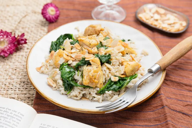 One pot orzo, poulet et épinard