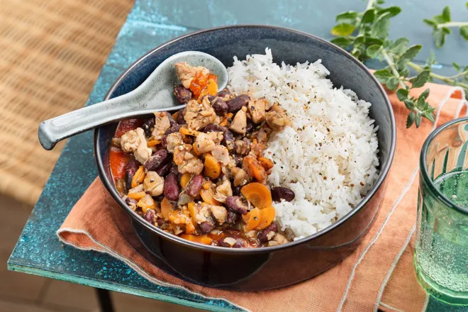 Chili con pavo (mijoté de dinde aux haricots rouges)