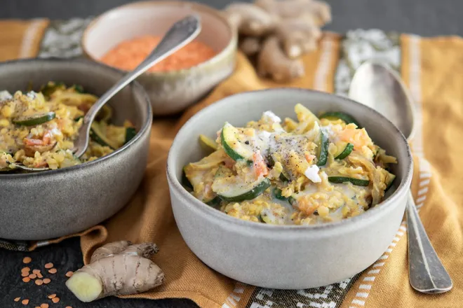 Dahl de lentilles corail au lait de coco