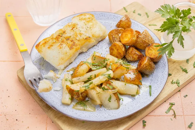 Poisson blanc (selon arrivage) à la poire et salsifis