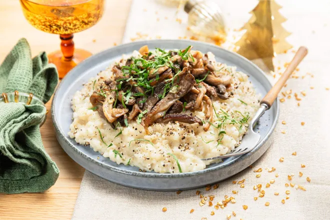 Risotto aux pleurotes et crème aux cèpes