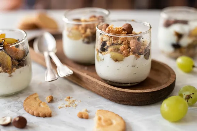 Verrine figue et raisin façon crumble au sirop d'érable