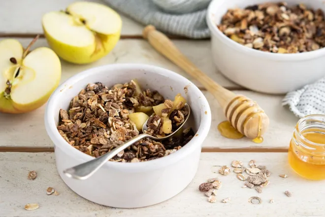 Crumble de pommes et cranberries au muesli