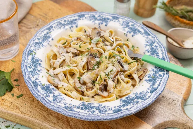 Tagliatelles forestières à la crème de cèpes