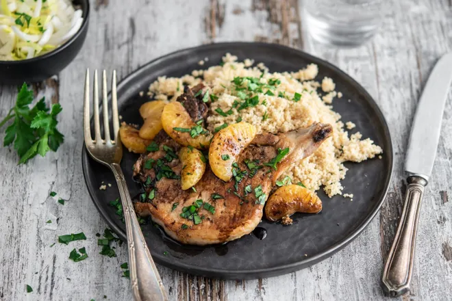 Côtes de porc aux clémentines et sauce soja