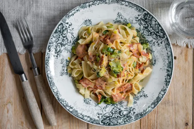 Tagliatelles fraîches à la crème et chorizo