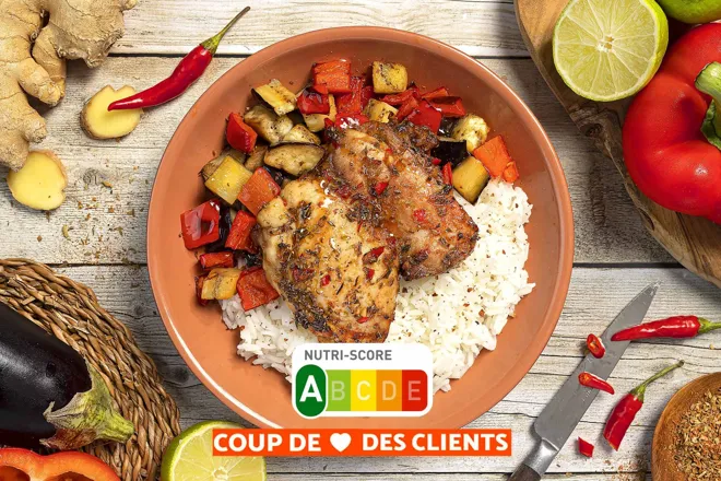 Poulet jerk et légumes rôtis