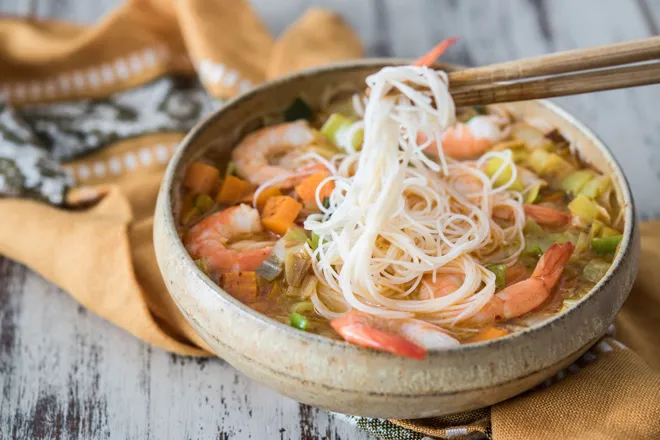 Laksa de crevettes (soupe malaisienne au curry)