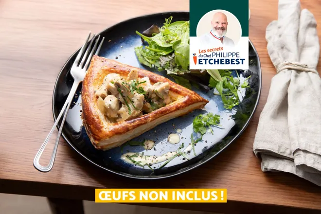 Vol-au-vent maison à la fricassée de poulet et champignons