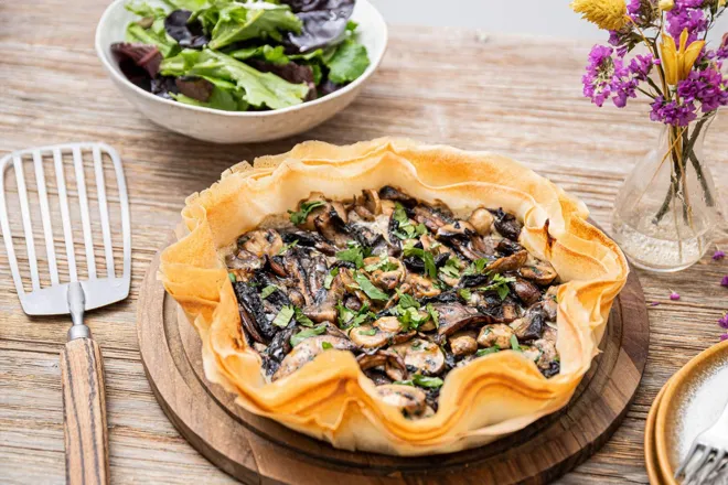 Tarte de brick aux deux champignons et persil