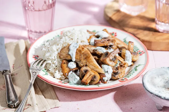 Aiguillettes de poulet et champignons au vinaigre balsamique