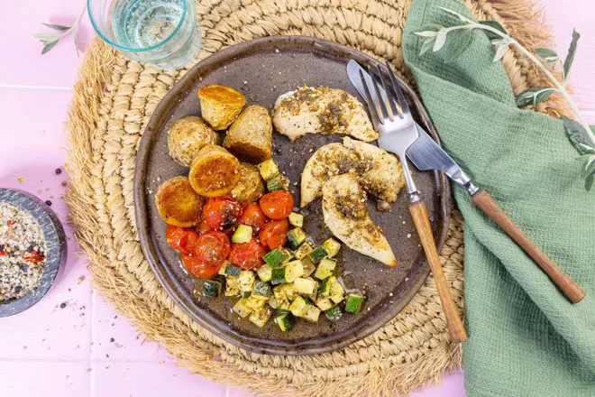 Poulet et légumes rôtis aux zaatar