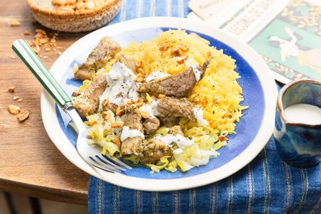 Émincés de porc thym citron au poireau et crème de gingembre