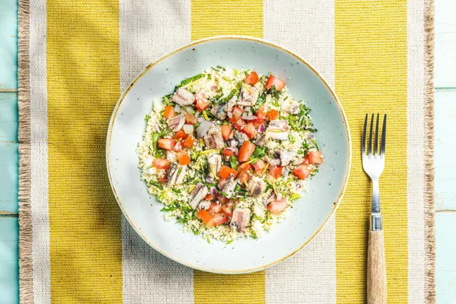 Salade de couscous aux anchois façon taboulé