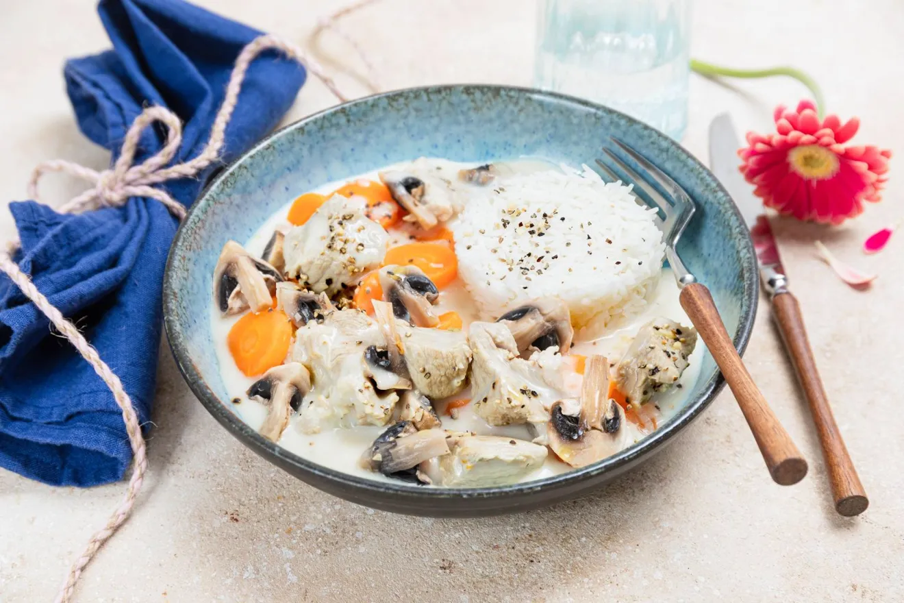 Sauté de dinde façon blanquette à l'italienne