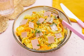 Riz au curry, carotte et jambon végétal
