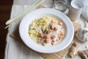 Eglefin poché au lait de coco, citronnelle et gingembre