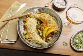 Mijoté de poulet au citron et tomates séchées
