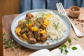 Mijoté de canard aux épices Addis Abeba, orange, riz pilaf et menthe