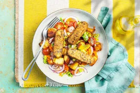 Salade de bâtonnets moelleux au citron, tomates cerises et pommes de terre