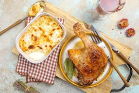Cuisse de canard rôtie et gratin Dauphinois