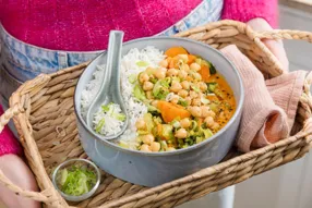 Curry de pois chiches et poireau aux épices cachemire
