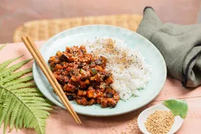 Aubergine et courgette marinées au miso et raifort