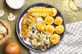 Filets de poulet aux champignons et pommes Duchesse